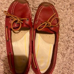 Red keen loafers